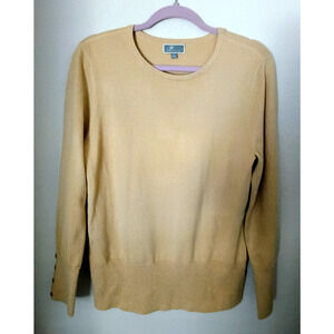 JM Collection Gold Tan W/ Metallic Gold Fleck Pull-Over Sweater Button Detail L
